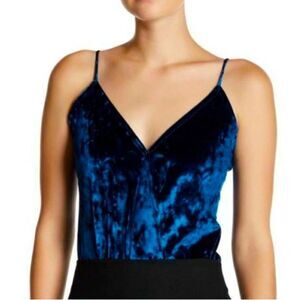 Nordstrom crushed velvet deep teal blue bodysuit by  Socialite NWOT size S.